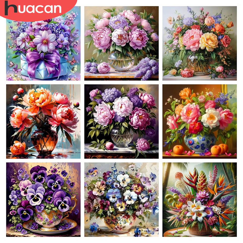 Resin Art Wallpaper - HUACAN 5D Diamentowa Mozaika Róża Kwiat