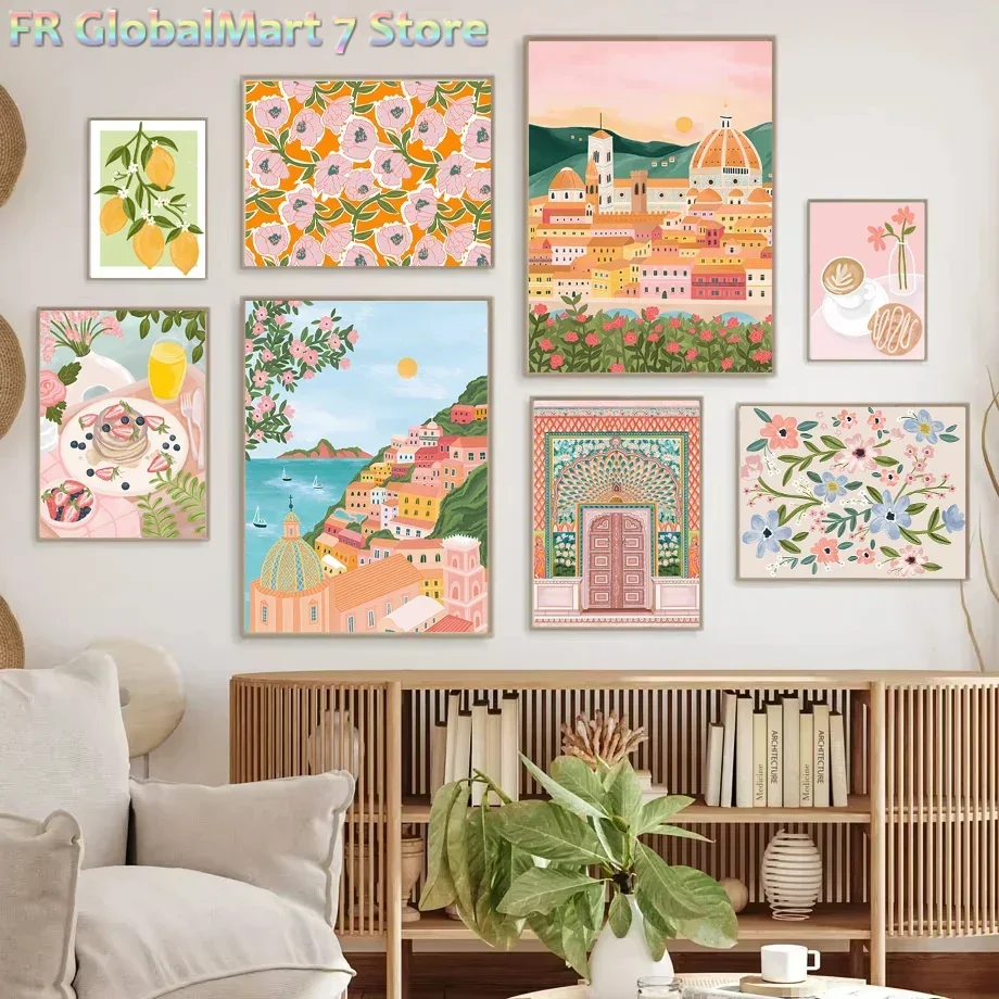 Resin Art Wall Decor - 1 szt. Obraz diamentowy Santorini Cytryna